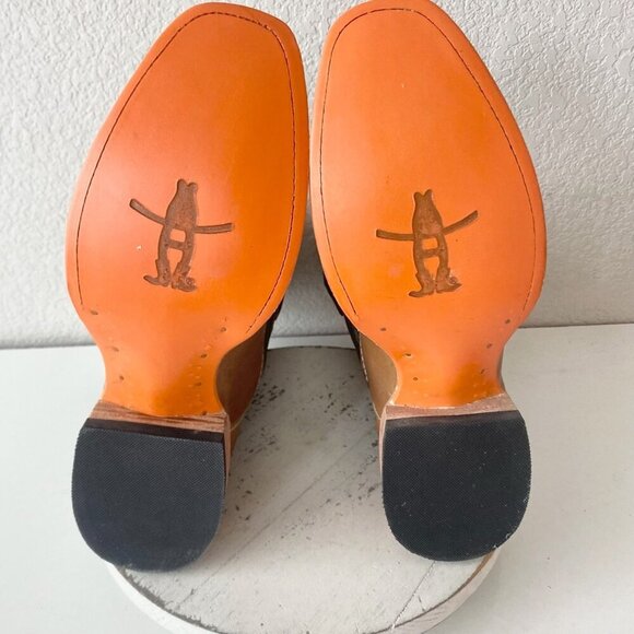 Lane RODEO HOUSTON Mens Cowboy Boots 12.5B Brown Navy Leather Western Blunt Toe - Picture 8 of 11